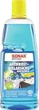 SONAX AntiFrost+KlarSicht Konzentrat (1 Liter) ergibt bis zu 3 Liter Winter-Scheibenwischwasser, sofort mischbereit, schlierenfrei, Antikalk-Effekt | Art-Nr. 03323000